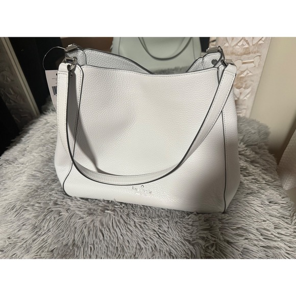 Kate Spade White Pebble Leather Shoulder Bag Satchel Handbag Purse NWT